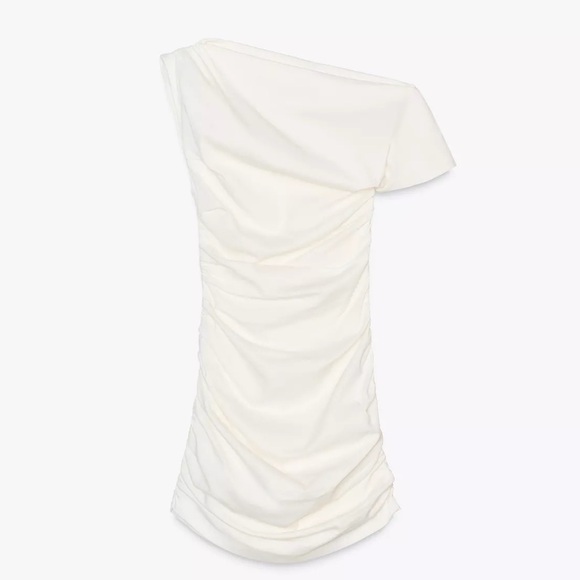 Zara White Draped Mini Dress Small BNWT - Picture 6 of 10